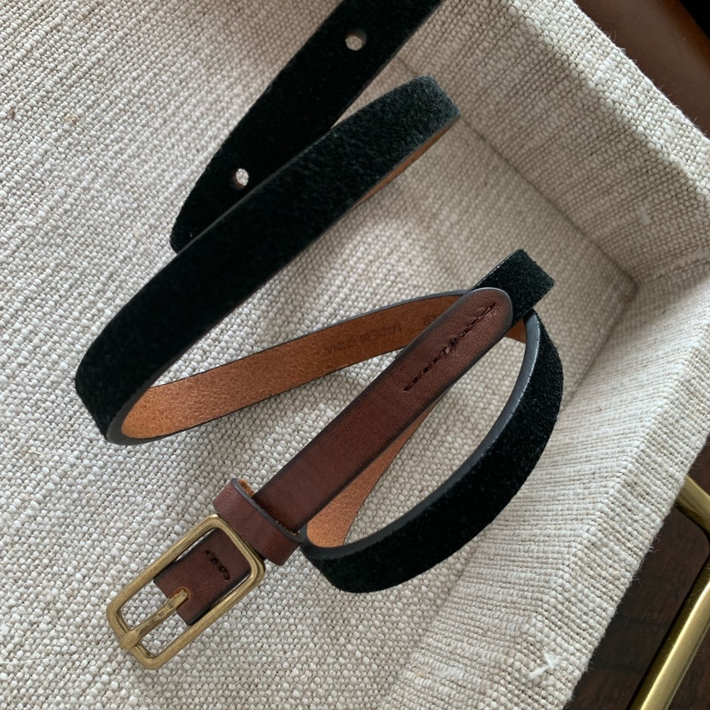 Madewell Black Velvet & Leather Belt